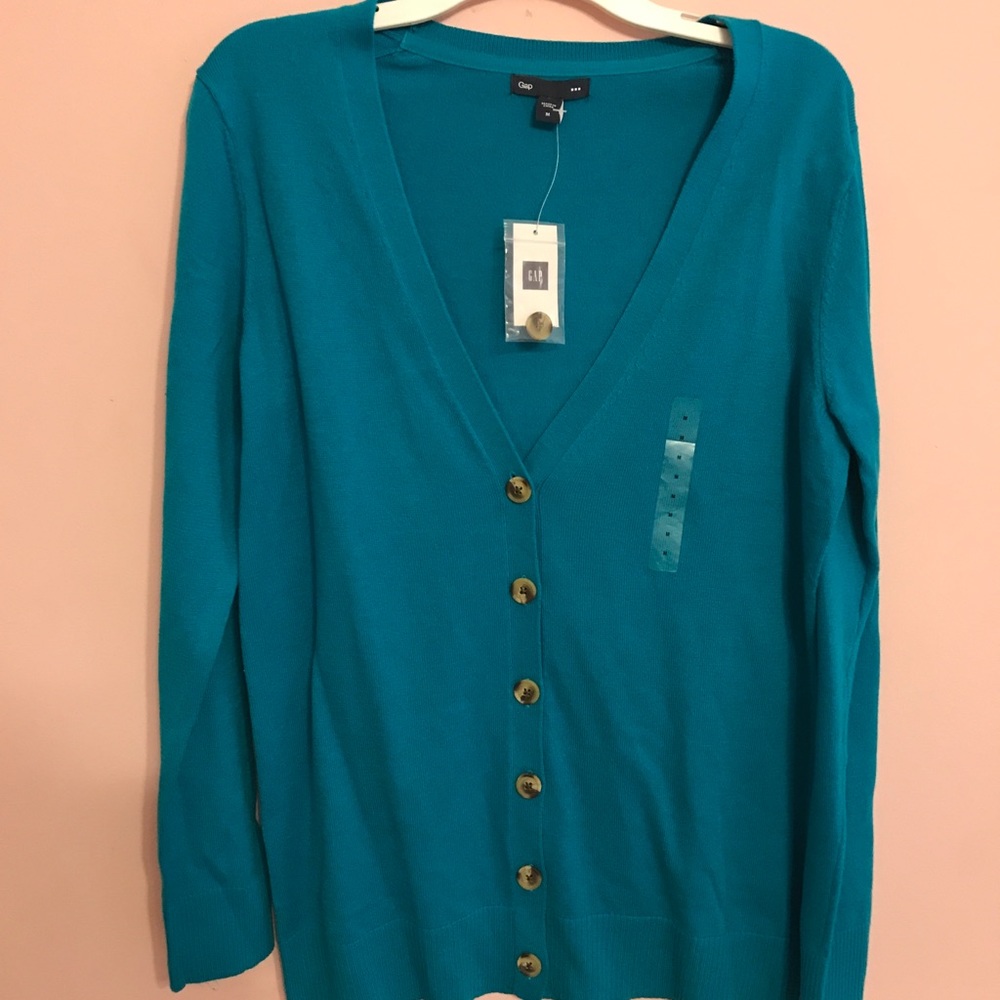 NWT Gap Blue Button Up Sweater Cardigan